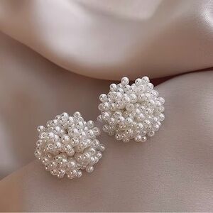 Elegant Faux Pearl Cluster Earrings